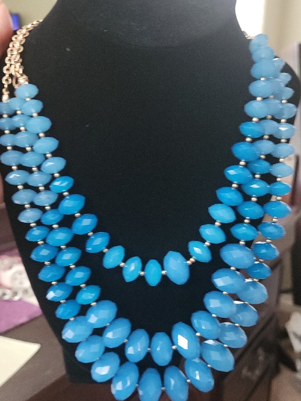 Bluegreen multi row bead Necklace